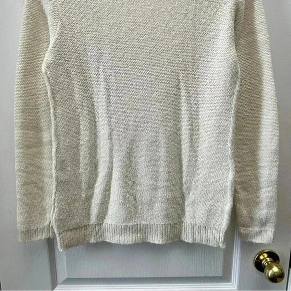 Ricki’s Cable Knit Sweater V-Neck Soft Pullover Fisherman Ivory Cream Small - Picture 11 of 15